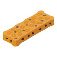 Cereal bar with oats and chocolate chips isometric view vector