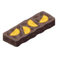 Delicious protein bar with nuts and orange slices isometric view vector
