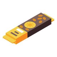 Cereal bar with dried fruits and nuts packaging isometric view vector