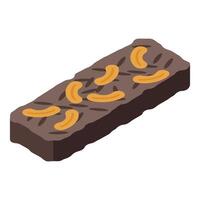 Chocolate protein bar with nuts isometric icon vector illustration