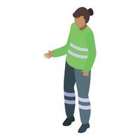 Emergency doctor wearing green uniform standing isometric 3d style vector
