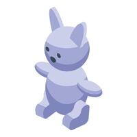 3d isometric purple bunny toy sitting with open arms vector