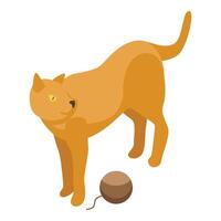 Playful ginger cat preparing to play with yarn ball vector