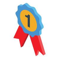 Blue first place award ribbon showing number one vector