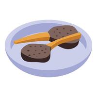 Grilled lamb chops resting on a plate are ready to be served vector