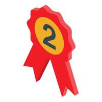 Red award ribbon showing number two for second place vector