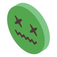 Green emoji showing disappointment with a zigzag mouth vector
