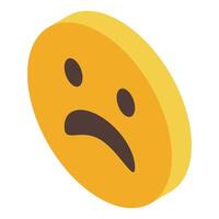 Yellow sad emoji expressing negative emotion isometric icon vector