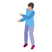 Young man explaining something using hand gestures vector