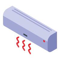 Wall mounted air conditioner blowing hot air isometric view vector
