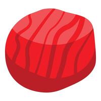 Fresh red tuna steak being prepared for sushi or sashimi vector