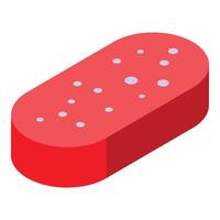 Red salami sausage showing white fat isometric view vector