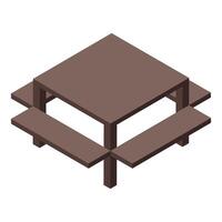 Wooden picnic table standing on a white background vector