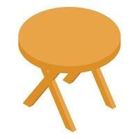 Round wooden table standing on three legs isometric view vector