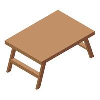 Wooden table standing on four legs isometric view vector