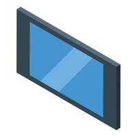 Modern digital tv screen displaying blue picture in isometric view vector