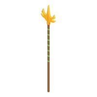 Golden trident spear standing upright on white background vector
