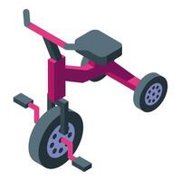 3d isometric icon of tricycle with big front wheel vector