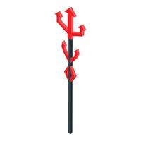 Red trident devil pitchfork standing on white background vector