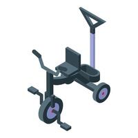 Baby tricycle with parent handle isometric view vector