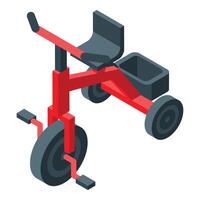Red children tricycle with box isometric view vector