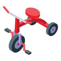 Red pedal tricycle standing on white background isometric view vector
