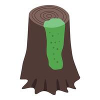 Old tree stump with green moss growing on it vector