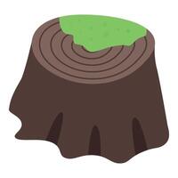 Old tree stump covered with green moss isometric view vector