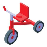 Red tricycle standing on white background isometric view vector