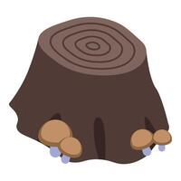 Group of mushrooms growing on tree stump vector