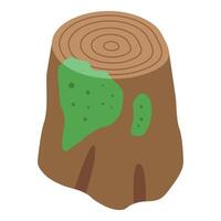 Old tree stump covered with green moss isometric view vector
