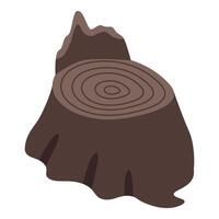 Brown tree stump showing growth rings isometric view vector