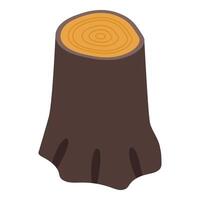 Tree stump showing growth rings is isolated on white background vector