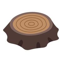 Tree trunk showing growth rings isometric icon vector
