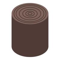Brown tree trunk showing growth rings isometric view vector