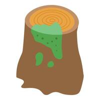 Old tree stump covered with green moss is slowly rotting vector