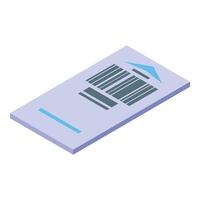 Isometric barcode tag showing product information vector