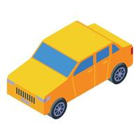 Yellow sedan car parked showing front view vector