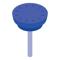 Blue sink plunger standing up isometric view vector