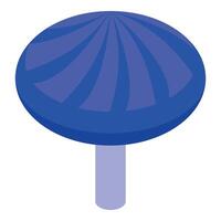 Blue mushroom growing with big round cap isometric view vector