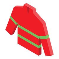 Red firefighter uniform protecting from fire isometric view vector