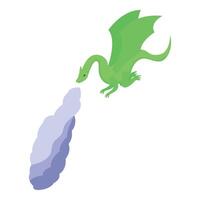 Green dragon flying and blowing smoke through nostrils vector