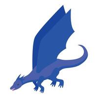 Blue dragon spreading its wings while flying isometrically vector