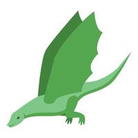 Green pterodactyl dinosaur flying with wide wings vector