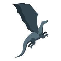 Grey dragon flying with its wings spread vector