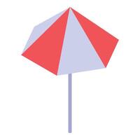Red and white beach umbrella providing shade on the beach vector