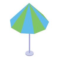 Striped beach umbrella providing shade on a summer day vector