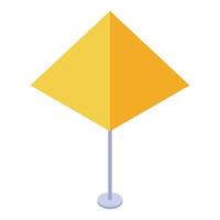 Yellow pyramid beach umbrella providing shade isometric view vector