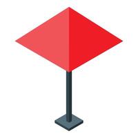 Red square beach umbrella providing shade on a sunny day vector