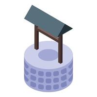 Stone water well isometric showing ancient structure for drinking vector